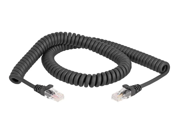 DELOCK RJ45 Spiralkabel Cat.5e 2m schw