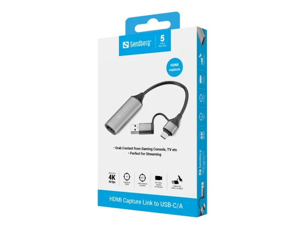 SANDBERG HDMI Capture Link to USB-C/A