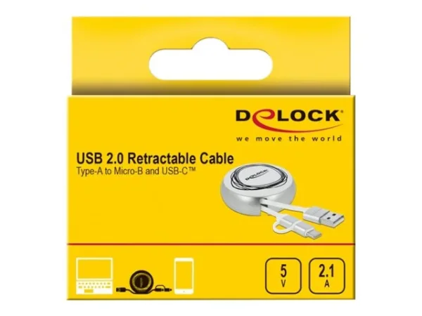 DELOCK USB 2.0 2 in 1 Aufrollkabel Typ-A