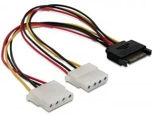 Delock Adapter SATA Strom 15-pin -> 2x 5.25" Strom