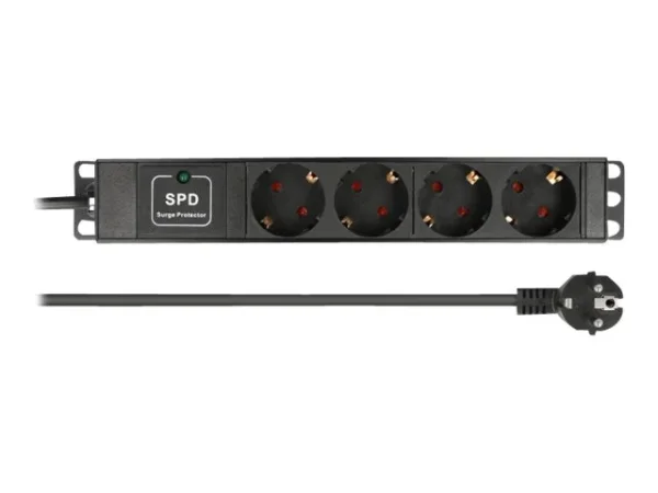 DELOCK Steckdosenleiste 4-fach 1HE schw.