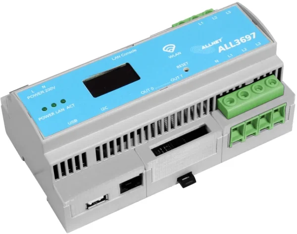 ALLNET MSR Powermeter Zentrale " ALL3697-32A" 32A 3phasig inkl. S0 (opt.) & Induktion & 2 Sensor Ports für IP Gebäude Automation