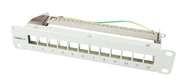 Keystone, Modulträger, 10" Patchpanel für 12xTP-Modul, 1HE, Lichtgrau, Synergy 21,