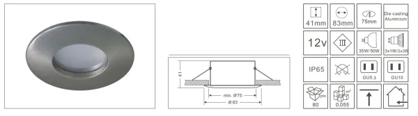 Synergy 21 LED Retrofit GU10 / GX5, 3 Deckeneinbausatz IP65 silber