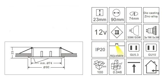 Synergy 21 LED Retrofit GU10 / GX5, 3 Deckeneinbausatz D09-silber