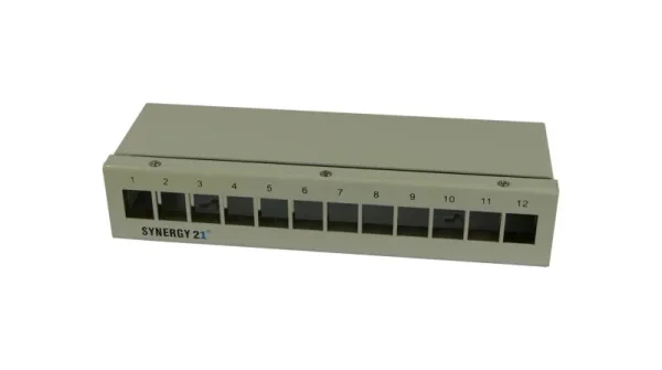 Keystone, Modulträger, Patchpanel für 12x TP-Modul, Aufputz, Metall, Lichtgrau, Synergy 21,