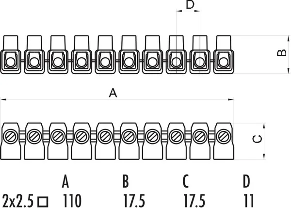 TEM Serie Dosenklemme CONNECTOR SINGLE ROWPC 2x2.5mm