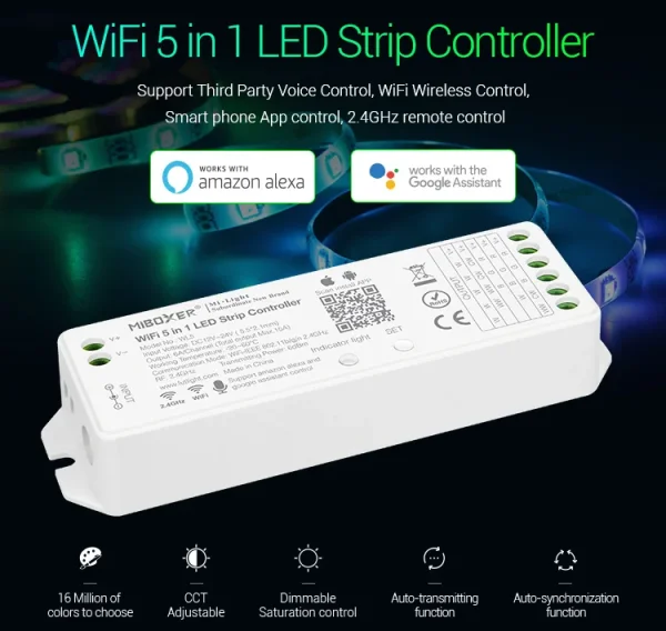 Synergy 21 LED Controller 5in1 RGB-WW (RGB-CCT) DC12~24V WiFi + 2.4G *Milight/Miboxer* Alexa Serie