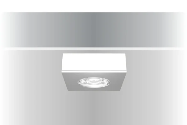 Synergy 21 LED Deckeneinbauspot Helios silber, quadratisch, Aufputzrahmen