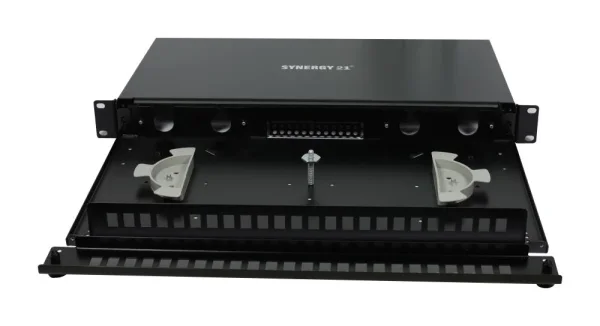 LWL-Patchpanel 6xLC-Duplex-Buchsen, 19", OM4, 50/125u Multimode, Schwarz, Synergy 21,