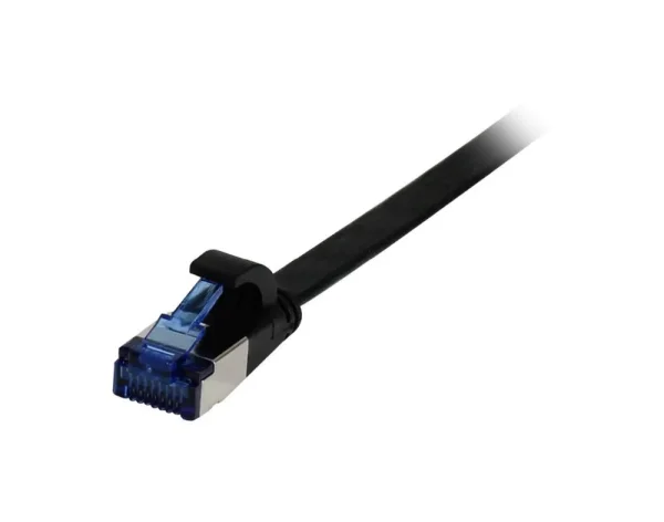 Patchkabel RJ45, CAT6A 500Mhz, 0.25m, schwarz, U/FTP, flach, TPE(Superflex), AWG32, Synergy 21