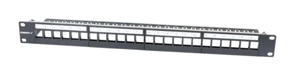 Patch Panel 24xTP, CAT6A, incl.Keystone Slim-line , 19", 1HE(t 94mm), Schwarz, Synergy 21,