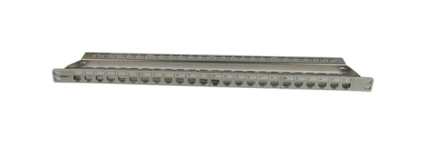 Patch Panel 24xTP, CAT6A, incl.Keystone Slim-line/Short 3P, 19", 0,5HE, Lichtgrau, Synergy 21,