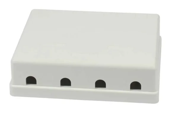 Patch Panel 4xTP, CAT6A, incl.Keystone Slim-line/Short 3P, Aufputz ABS, Weiss, Synergy 21,