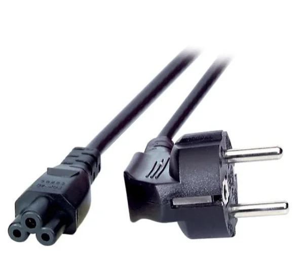Netzkabel 230V Schutzkontakt CEE7(Stecker)->C5(Buchse), 3m, Black, (Kleeblatt, Mickymaus)