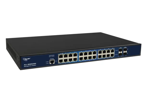ALLNET Switch full managed 26 Port Gigabit / 22x LAN / 4x SFP / Lüfterlos / 19" / " ALL-SG8626M"