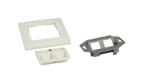 Keystone, Modulträger, UP Dosen für 2xTP-Modul, Reinweiss, Eckiger Aussenrahmen, Synergy 21,