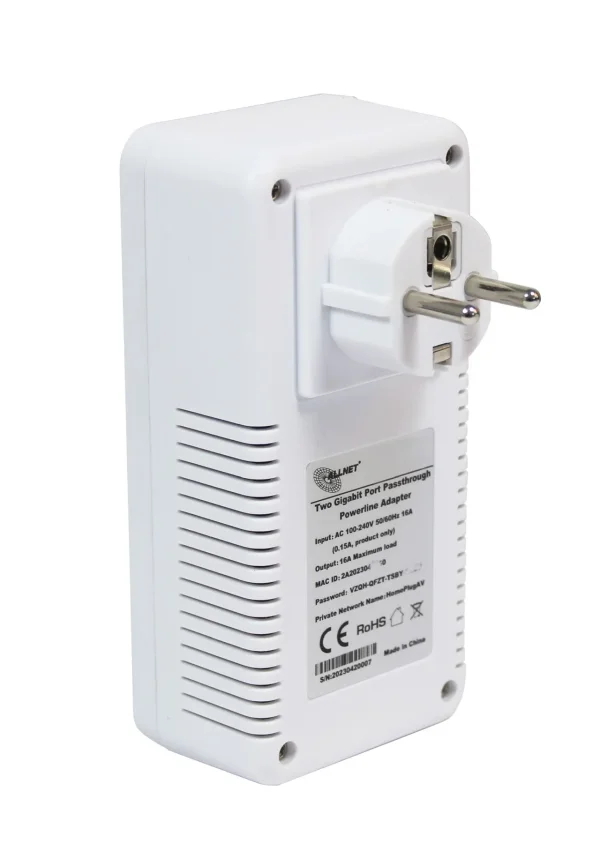 ALLNET Powerline 1200Mbit 2er Bundle Bridge RJ45 HomePlugV2 " SmartLink" Passtrough ALL1681205v2