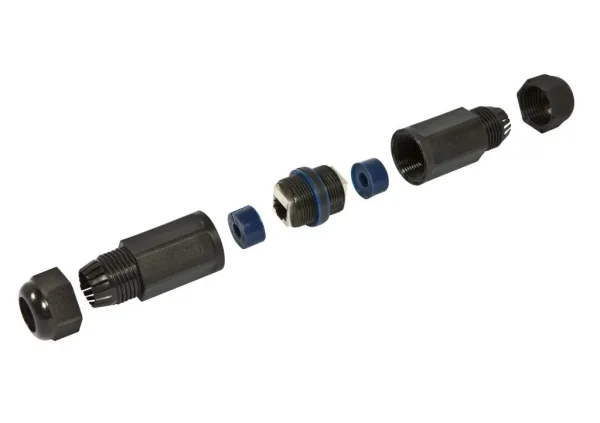 TP-TP Kupplung, RJ45 CAT6A, IP68 Outdoor, bis 3-8mm - bestehende RJ45 Stecker verwenden, Synergy21,