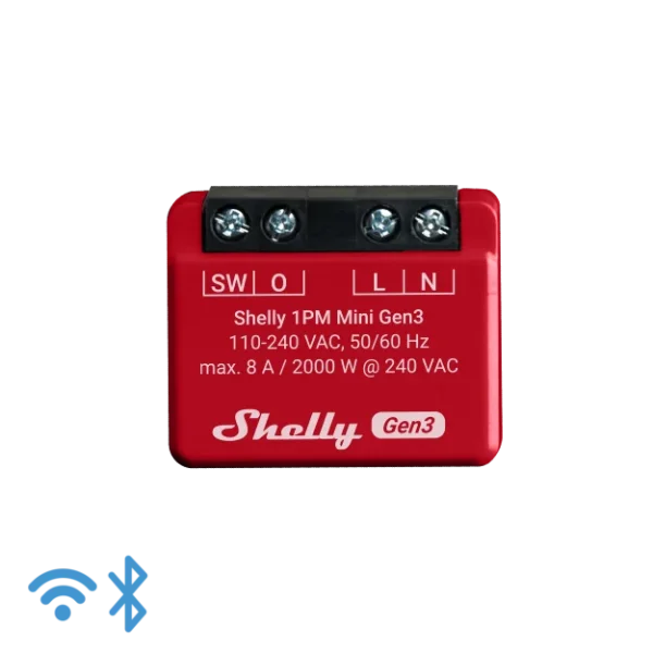 Shelly · Unterputz · "1PM Mini Gen. 3" · Relais · max 8A · 1 Kanal · Messfunktion · WLAN · BT
