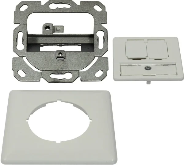 Dosen TP, UP,2-fach, CAT6A, Keystone Slim-line/Komponent getestet, Reinweiss, designfähig UAE, Synergy 21,