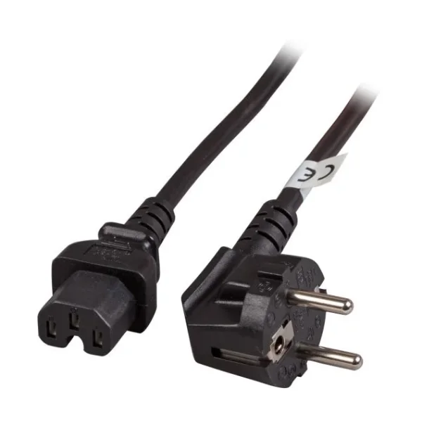 Netzkabel 230V Schutzkontakt CEE7(Stecker)->Warmgeräte IEC-C15(Buchse), 2m, Black