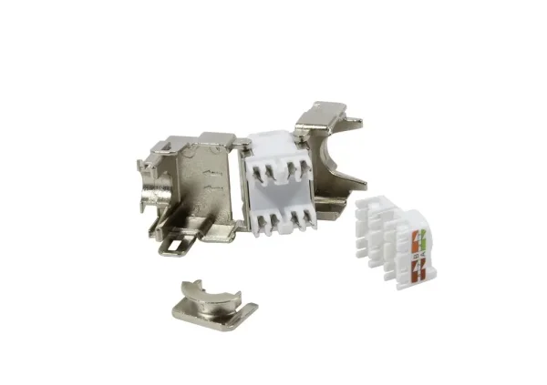 Patch Panel 24xTP, CAT6A, incl.Keystone groß, 19", 1HE(t 94mm) mit Kabelklemme, Lichtgrau, Synergy 21,