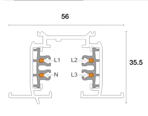 Powergear 3PH EINBAUSCHIENE, Weiß, 1 meter