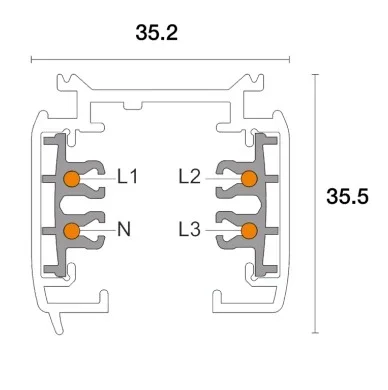 Powergear 3PH EINBAUSCHIENE, Weiß, 2 meter