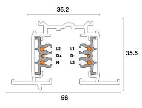 Powergear 3PH EINBAUSCHIENE DALI, Schwarz, 3 meter