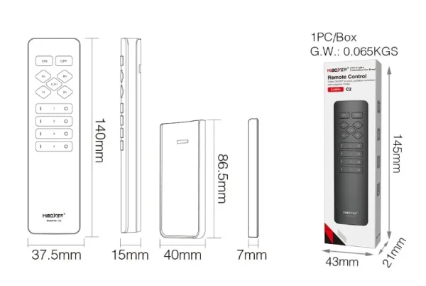 Synergy 21 LED Fernbedienung 2,4GHz 4 Zonen SMART *Milight/Miboxer*