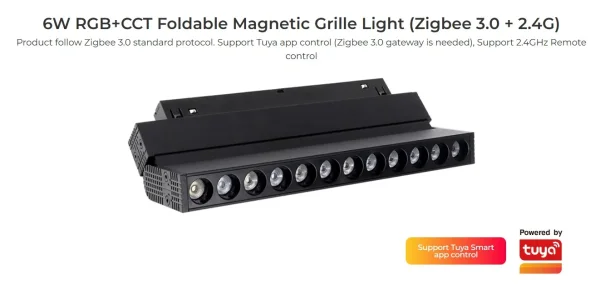 Synergy 21 LED 48V Track Grille Light Foldable 6W RGB+CCT Zigbee 3.0 + 2,4G *Milight/Miboxer*