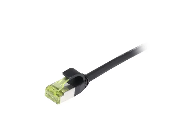 Patchkabel RJ45, CAT6A 500Mhz, 0.5m, schwarz, S-STP(S/FTP), slimline rund d=4,5mm, TPE/LSZH(Superflex), AWG28, mit CAT7 Rohkabel, Synergy 21