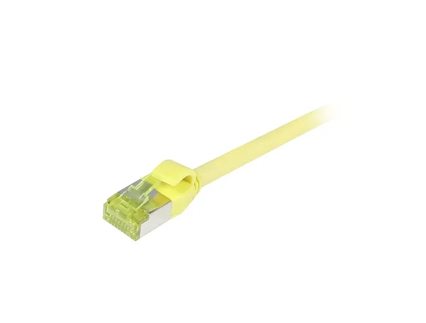 Patchkabel RJ45, CAT6A 500Mhz, 1.5m, gelb, S-STP(S/FTP), slimline rund d=4,5mm, TPE/LSZH(Superflex), AWG28, mit CAT7 Rohkabel, Synergy 21