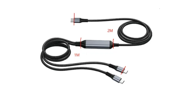 Kabel USB, C(St) => 2x C(St), 3,0m, PD 100W max. "70W+30W" Charging Only, no DATA-FUNCTION