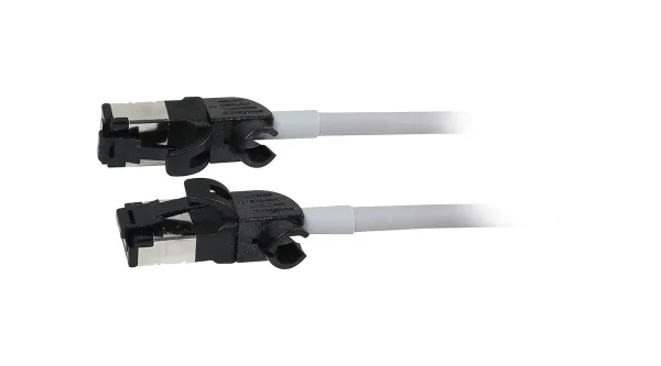 Patchkabel RJ45, CAT6A 500Mhz, 1.0m, grau, S/FTP, slimline rund d=4,5mm, TPE/LSZH(Superflex), AWG28, mit CAT7 Rohk., drehbarer Stecker, Synergy21