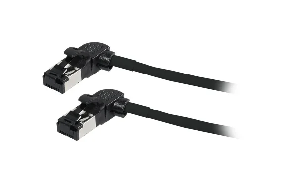 Patchkabel RJ45, CAT6A 500Mhz, 3m, schwarz, S/FTP, slimline rund d=4,5mm, TPE/LSZH(Superflex), AWG28, mit CAT7 Rohk., drehbarer Stecker, Synergy21