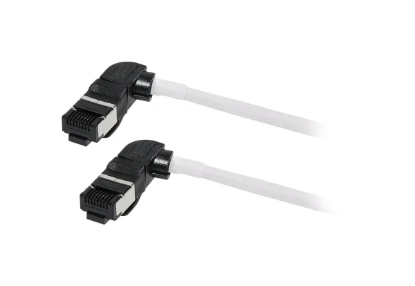 Patchkabel RJ45, CAT6A 500Mhz, 0.15m, weiss, S/FTP, slimline rund d=4,5mm, TPE/LSZH(Superflex), AWG28, mit CAT7 Rohk., drehbarer Stecker, Synergy21