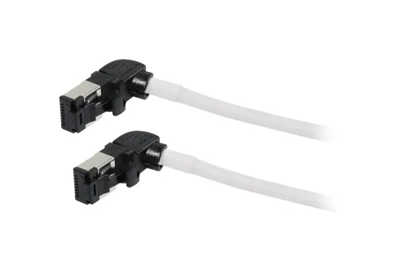 Patchkabel RJ45, CAT6A 500Mhz, 1.0m, weiss, S/FTP, slimline rund d=4,5mm, TPE/LSZH(Superflex), AWG28, mit CAT7 Rohk., drehbarer Stecker, Synergy21