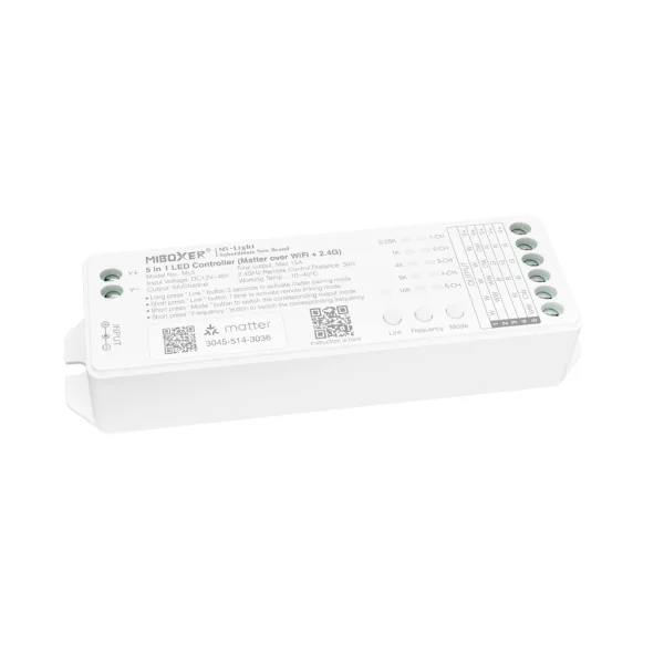 Synergy 21 LED Controller 5in1 RGB-WW (RGB-CCT) DC12~24V Matter Over WiFi + 2.4G *Milight/Miboxer*