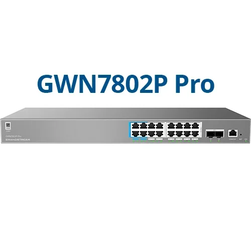 Grandstream GWN7802P PRO – Enterprise Layer 2++ Managed Switch – 16× Gigabit RJ45 (PoE/PoE+) + 2× Gigabit SFP+