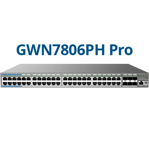 Grandstream GWN7806PH PRO – Enterprise Layer 2++ Managed Switch – 48× Gigabit RJ45 (PoE/PoE+) + 6× Gigabit SFP+