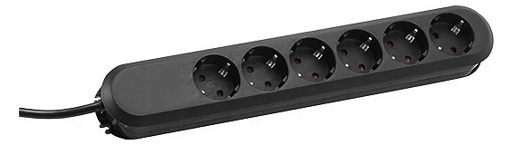 Bachmann Tischsteckdose, 6xDosen(CEE7)->Stecker(CEE7), 5m, schwarz, SMART,