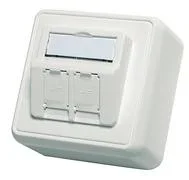 Telegärtner Modulträger, AP-Dose, f. 2xAMJ/AMJ-S-Mod./Kupp., AW, 80x80, 30Grad, (Keystone)