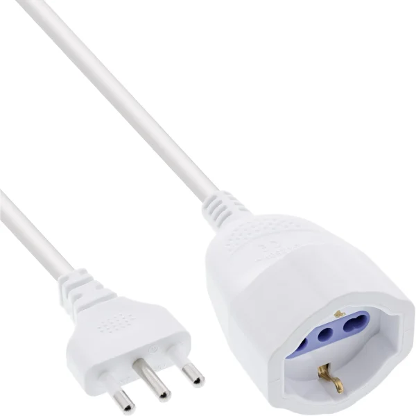 InLine® Strom-Verlängerung Schutzkontakt ITALIEN Stecker L / Buchse F, 2m