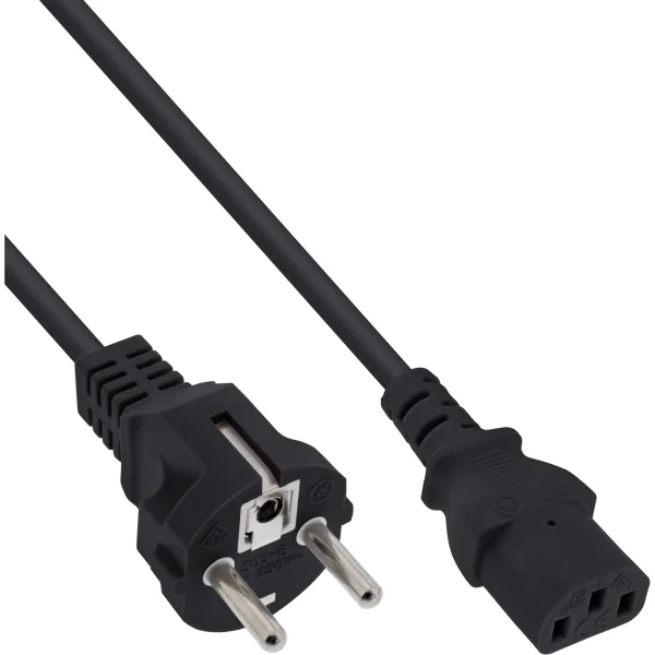 InLine® Netzkabel, Schutzkontakt gerade auf Kaltgerätestecker C13, 0,5m, schwarz
