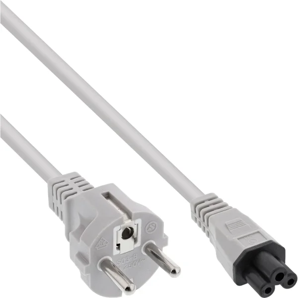 InLine® Netzkabel für Notebook, 3pol Kupplung C5, grau, 1,8m