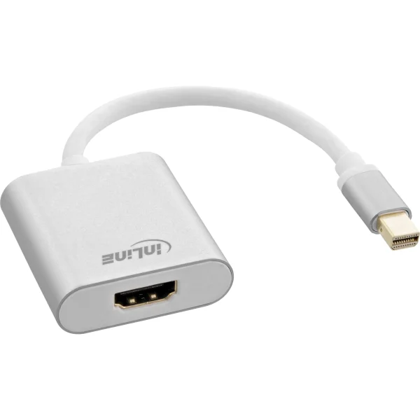 InLine® Mini DisplayPort HDMI Konverterkabel, Aluminium, weiß, 4K/60Hz