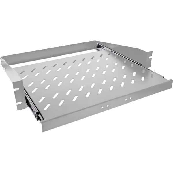 InLine® 19" Fachboden ausziehbar, 350mm, 30kg, 2HE, RAL 7035 lichtgrau
