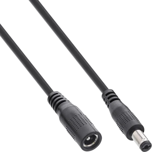 InLine® Verlängerungskabel, DC Stecker 5,5x2,1mm, schwarz, 0,5m